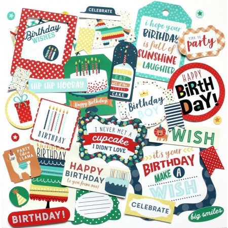 Набор высечек Ephemera Happy birthday boy, 33 элемента, Echo park  , купить - БлагоЛис