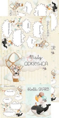 1/2 Набора бумаги для вырезания MY SWEET TREASUR, 15,5 х 30,5 см, 9 двусторонних листов, плотность 250 грамм, ТМ Craft O'Clock