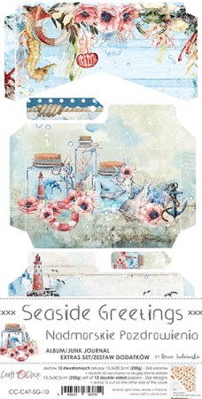 1/2 Набора бумаги для вырезания SEASIDE GREETINGS, 15,5 х 30,5 см, 6 двусторонних листов, плотность 250 грамм, ТМ Craft O'Clock, купить - БлагоЛис