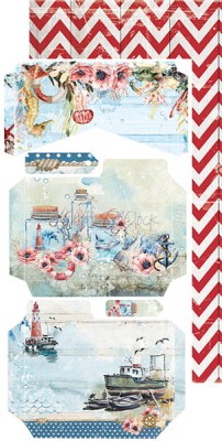 1/2 Набора бумаги для вырезания SEASIDE GREETINGS, 15,5 х 30,5 см, 6 двусторонних листов, плотность 250 грамм, ТМ Craft O'Clock