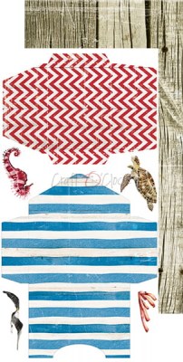 1/2 Набора бумаги для вырезания SEASIDE GREETINGS, 15,5 х 30,5 см, 6 двусторонних листов, плотность 250 грамм, ТМ Craft O'Clock