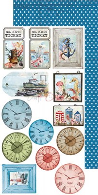 1/2 Набора бумаги для вырезания SEASIDE GREETINGS, 15,5 х 30,5 см, 6 двусторонних листов, плотность 250 грамм, ТМ Craft O'Clock
