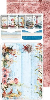 1/2 Набора бумаги для вырезания SEASIDE GREETINGS, 15,5 х 30,5 см, 6 двусторонних листов, плотность 250 грамм, ТМ Craft O'Clock