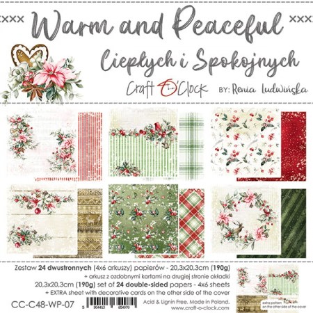 1/2 Набора бумаги WARM AND PEACEFUL, 20,3 х 20,3 см, 12 двусторонних листов, плотность 190 грамм, ТМ Craft O'Clock, купить - БлагоЛис