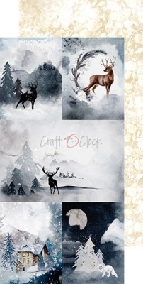 1/2 Набора бумаги для вырезания SNOWY WINTERLAND, 15,5 х 30,5 см, 6 двусторонних листов, плотность 250 грамм, ТМ Craft O'Clock