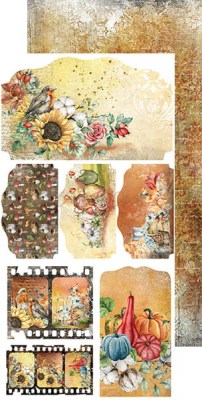 1/2 Набора бумаги для вырезания AUTUMN MOODS, 15,5 х 30,5 см, 6 двусторонних листов, плотность 250 грамм, ТМ Craft O'Clock