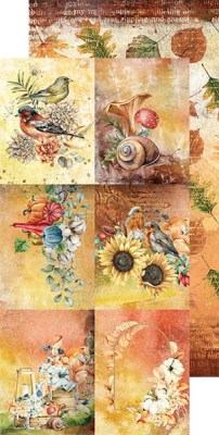 1/2 Набора бумаги для вырезания AUTUMN MOODS, 15,5 х 30,5 см, 6 двусторонних листов, плотность 250 грамм, ТМ Craft O'Clock