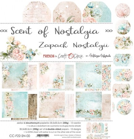 Набор двусторонней бумаги SCENT OF NOSTALGIA, 30,5 х 30,5 см, 6 листов + бонус, плотность 250 грамм, ТМ Craft O'Clock, купить - БлагоЛис
