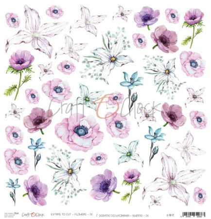 Лист с элементами для вырезания FLOWERS-9, 30,5 х 30,5 см, плотность 250 грамм, ТМ Craft O'Clock, купить - БлагоЛис