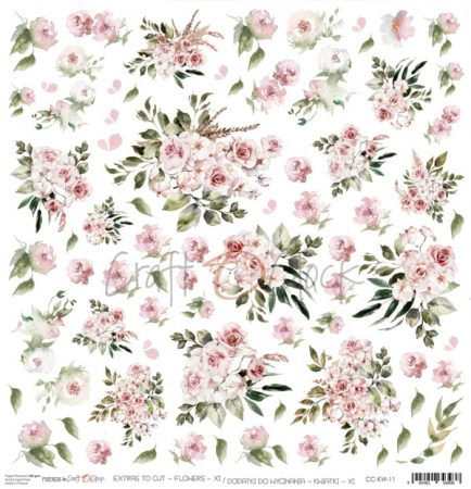 Лист с элементами для вырезания FLOWERS-11, 30,5 х 30,5 см, плотность 250 грамм, ТМ Craft O'Clock, купить - БлагоЛис