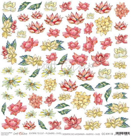 Лист с элементами для вырезания FLOWERS-18, 30,5 х 30,5 см, плотность 250 грамм, ТМ Craft O'Clock, купить - БлагоЛис