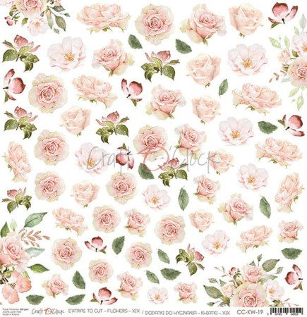 Лист с элементами для вырезания FLOWERS-19, 30,5 х 30,5 см, плотность 250 грамм, ТМ Craft O'Clock, купить - БлагоЛис