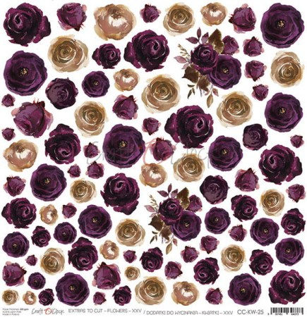 Лист с элементами для вырезания FLOWERS-25, 30,5 х 30,5 см, плотность 250 грамм, ТМ Craft O'Clock, купить - БлагоЛис