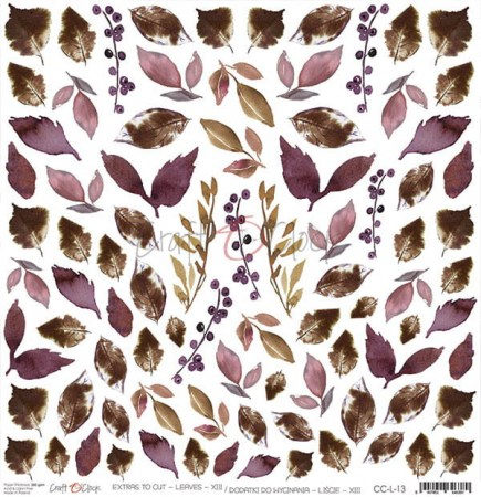 Лист с элементами для вырезания LEAVES-13, 30,5 х 30,5 см, плотность 250 грамм, ТМ Craft O'Clock, купить - БлагоЛис