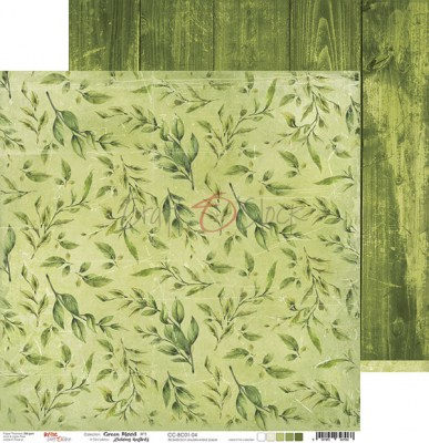 Набор фоновой бумаги GREEN MOOD, 30,5 х 30,5 см, 6 двусторонних листов + бонус, плотность 250 грамм, ТМ Craft O'Clock