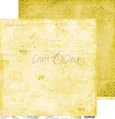 Набор фоновой бумаги YELLOW MOOD, 30,5 х 30,5 см, 6 двусторонних листов + бонус, плотность 250 грамм, ТМ Craft O'Clock