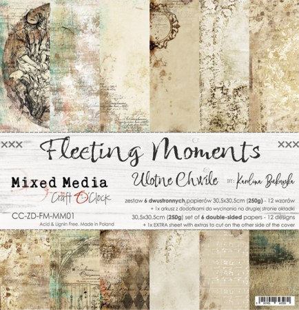 Набор двусторонней бумаги FLEETING MOMENTS, 30,5 х 30,5 см, 6 листов + бонус, плотность 250 грамм, ТМ Craft O'Clock, купить - БлагоЛис