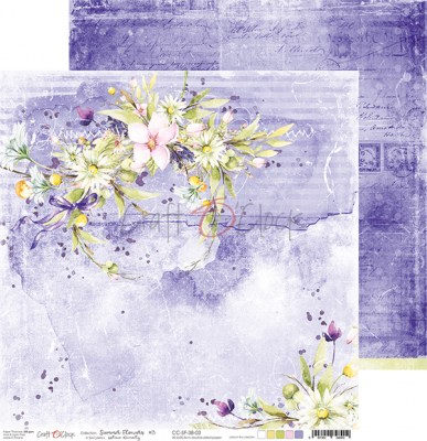 Набор двусторонней бумаги SUMMER FLOWERS, 30,5 х 30,5 см, 6 листов + бонус, плотность 250 грамм, ТМ Craft O'Clock