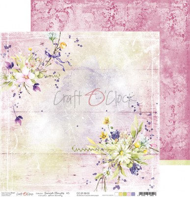 Набор двусторонней бумаги SUMMER FLOWERS, 30,5 х 30,5 см, 6 листов + бонус, плотность 250 грамм, ТМ Craft O'Clock