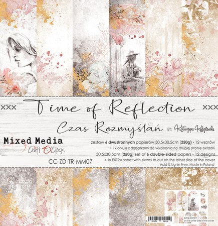 Набор двусторонней бумаги TIME OF REFLECTION, 30,5 х 30,5 см, 6 листов + бонус, плотность 250 грамм, ТМ Craft O'Clock, купить - БлагоЛис
