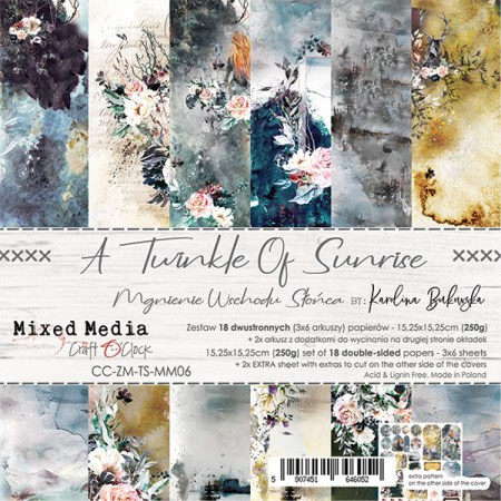 1/3 Набора бумаги A TWINKLE OF SUNRISE, 15,3 х 15,3 см, 6 двусторонних листов, плотность 250 грамм, ТМ Craft O'Clock, купить - БлагоЛис