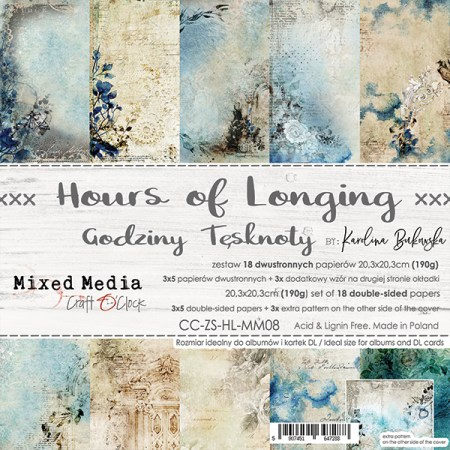 1/3 Набора бумаги HOURS OF LONGING, 20,3 х 20,3 см, 5 двусторонних листов + бонус, плотность 190 грамм, ТМ Craft O'Clock, купить - БлагоЛис