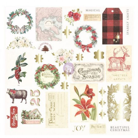 Набор высечек с фольгированием Christmas in the country, 34 элемента, ТМ Prima Marketing   , купить - БлагоЛис