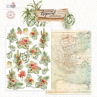 1/3 набора для вырезания "Tropical adventure", A5 (14,8*21 см), 6 двусторонних листов, 190 гр., ТМ Dream Light Studio