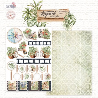 1/3 набора для вырезания "Tropical adventure", A5 (14,8*21 см), 6 двусторонних листов, 190 гр., ТМ Dream Light Studio