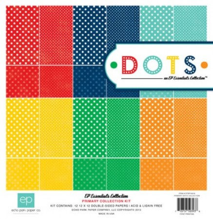 Набор двусторонней бумаги 30*30 см, 12 листов, DOTS Primary, купить - БлагоЛис