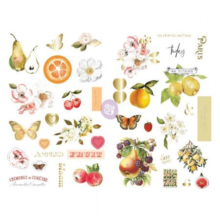 Набор чипборда с фольгированием Fruit Paradise, 39 элементов, ТМ Prima Marketing  , купить - БлагоЛис