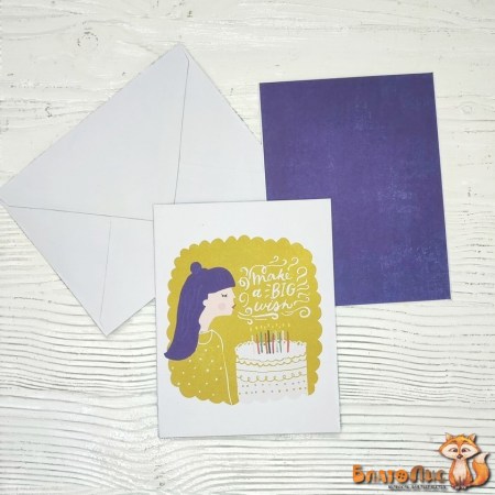 Набор открытка с конвертом "Wish", 10.5х14 см., коллекция "Hooray", ТМ Crate Paper, купить - БлагоЛис