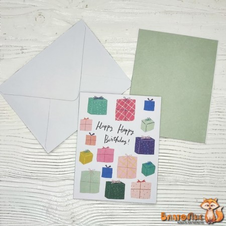 Набор открытка с конвертом "Present", 10.5х14 см., коллекция "Hooray", ТМ Crate Paper, купить - БлагоЛис