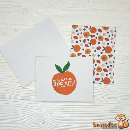 Набор открытка с конвертом "Персик", 10.5х14 см., коллекция "Picnic in the park", Amy Tangerine , купить - БлагоЛис