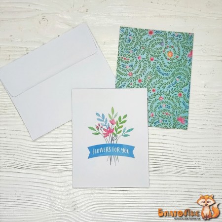 Набор открытка с конвертом "Flowers for you", 10.5х14 см., коллекция "Bloom street", ТМ Pink Paislee, купить - БлагоЛис
