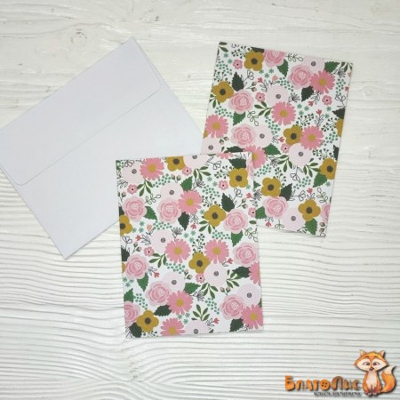 Набор открытка с конвертом "Цветы", 10.5х14 см., коллекция "Lovely moments", ТМ Pebbles, купить - БлагоЛис