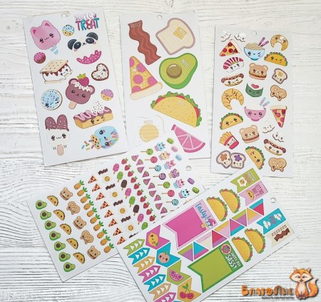 Набор стикеров "Kawaii Food" - №5, 5 листов, 23х12 см. ТМ Sticko, купить - БлагоЛис