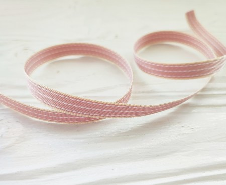 Тесьма с продольными пунктирными линиями 10 мм, цвет пыльная роза, DIY Ribbon's, цена за 1 ярд ( 90 см ), купить - БлагоЛис