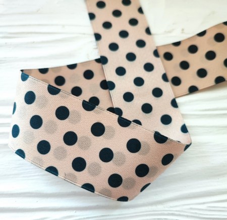 Лента с горошками 38 мм, цвет бежевый, DIY Ribbon's, цена за 1 ярд ( 90 см ), купить - БлагоЛис