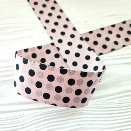 Лента с горошками 38 мм, цвет розовый, DIY Ribbon's, цена за 1 ярд ( 90 см ), купить - БлагоЛис