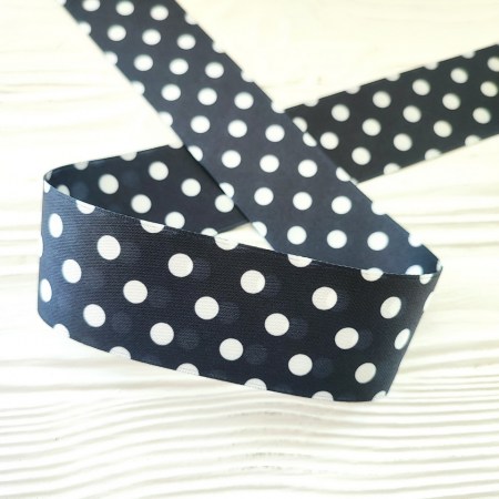 Лента с горошками 38 мм, цвет черный, DIY Ribbon's, цена за 1 ярд ( 90 см ), купить - БлагоЛис