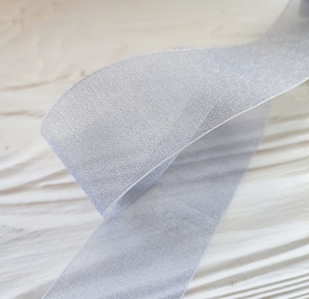 Лента полупрозрачная мерцающая 38 мм, цвет серый, DIY Ribbon's, цена за 1 ярд ( 90 см ) , купить - БлагоЛис