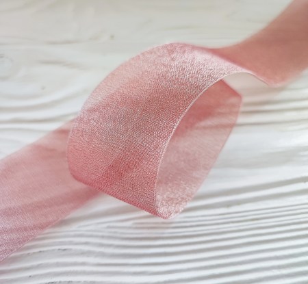 Лента полупрозрачная мерцающая 38 мм, цвет терракотовый, DIY Ribbon's, цена за 1 ярд ( 90 см ), купить - БлагоЛис