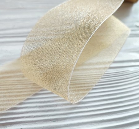Лента полупрозрачная мерцающая 38 мм, цвет золотой, DIY Ribbon's, цена за 1 ярд ( 90 см ), купить - БлагоЛис