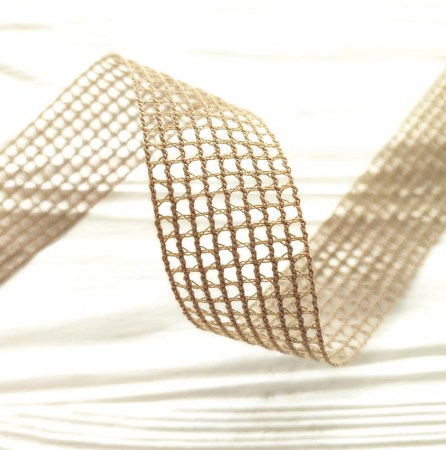 Тесьма-сетка 25 мм., цвет бежевый, DIY Ribbon's, цена за 1 ярд ( 90 см ), купить - БлагоЛис