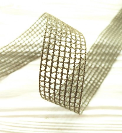 Тесьма-сетка 25 мм., цвет болотный, DIY Ribbon's, цена за 1 ярд ( 90 см ), купить - БлагоЛис