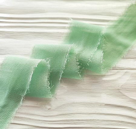 Лента шифоновая 35 мм, цвет зеленый, DIY Ribbon's, цена за 1 ярд ( 90 см ), купить - БлагоЛис