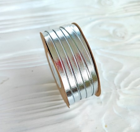 Шнур плоский Серебро 5 мм, DIY Ribbon's, цена за 1 ярд ( 90 см ), купить - БлагоЛис