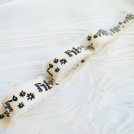 Лента с мохристым краем "Love what you do" 30 мм, DIY Ribbon's, цена за 1 ярд ( 90 см ), купить - БлагоЛис
