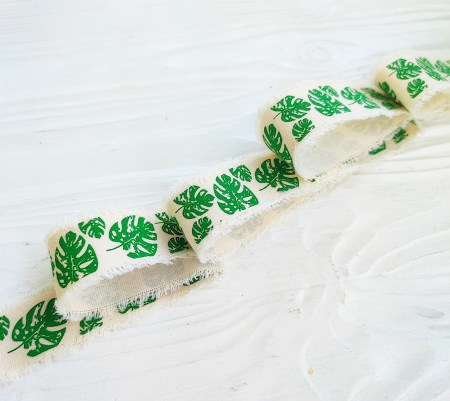 Лента с мохристым краем "Монстера" 30 мм, DIY Ribbon's, цена за 1 ярд ( 90 см ) , купить - БлагоЛис